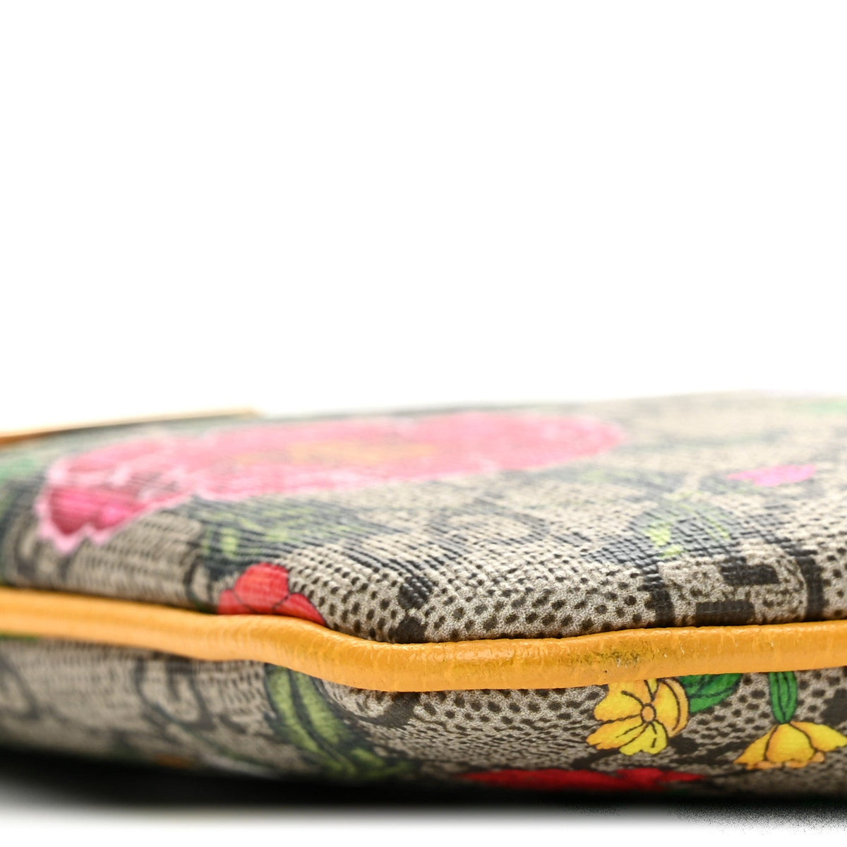 GG Supreme Monogram Flora Large Ophidia Pouch Clutch Beige Multicolor Crop