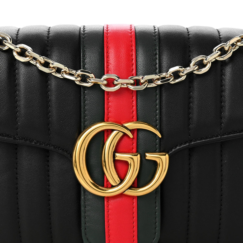Nappa Vertical Matelasse Medium Jetset GG Marmont Shoulder Bag Black