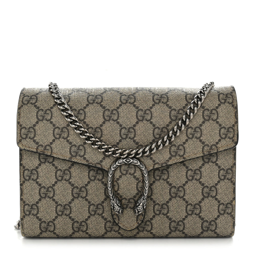 GG Supreme Monogram Mini Dionysus Chain Wallet Beige Taupe