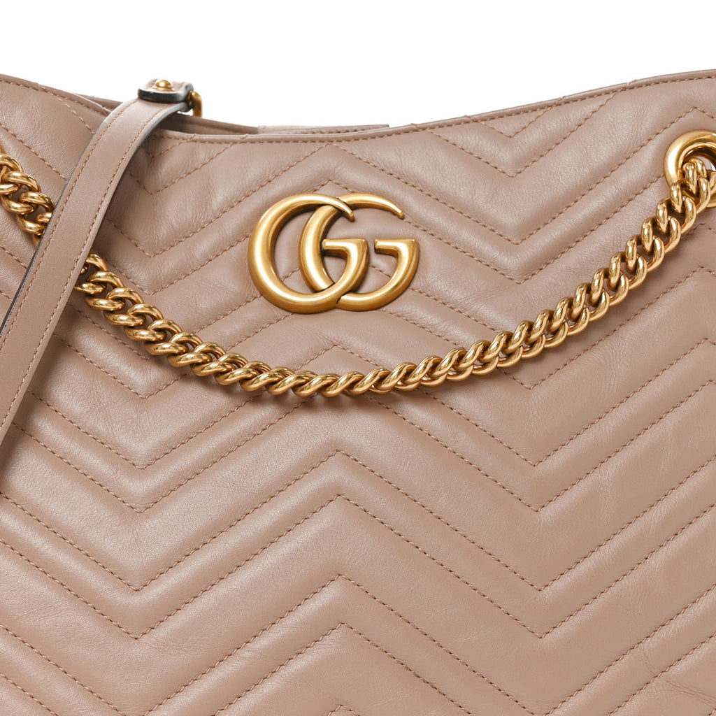 Calfskin Matelasse Medium GG Marmont Shoulder Tote Bag  Porcelain Rose
