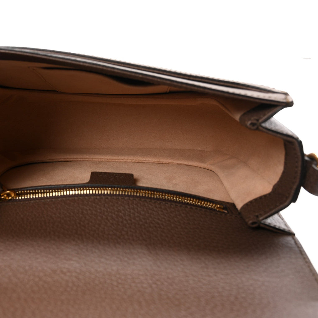 GG Supreme Monogram Web Small Ophidia Flap Messenger Bag Brown