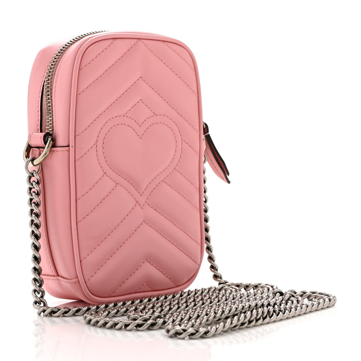 Calfskin Matelasse Mini GG Marmont Crossbody Bag Wild Rose
