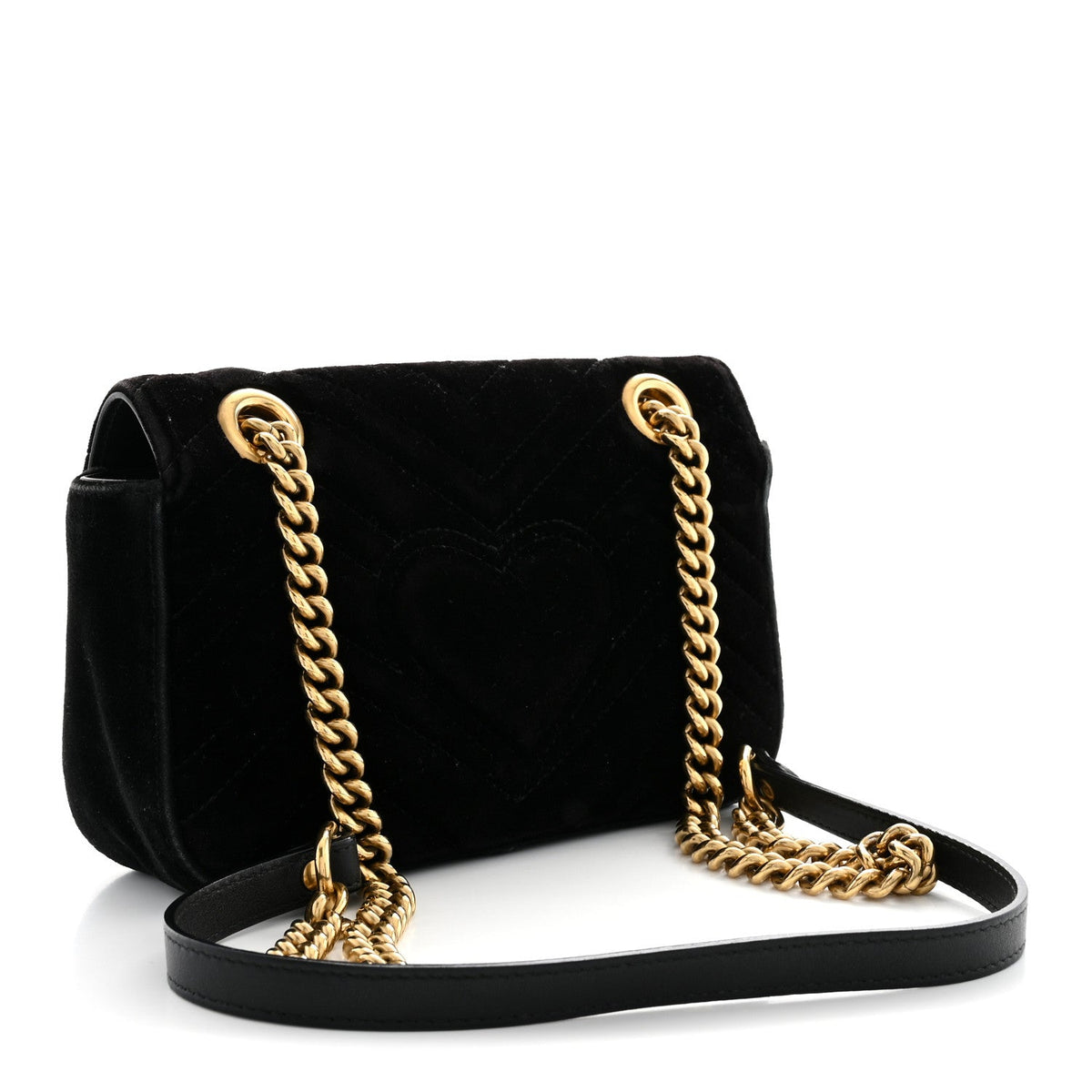 Velvet Matelasse Mini GG Marmont Shoulder Bag Black