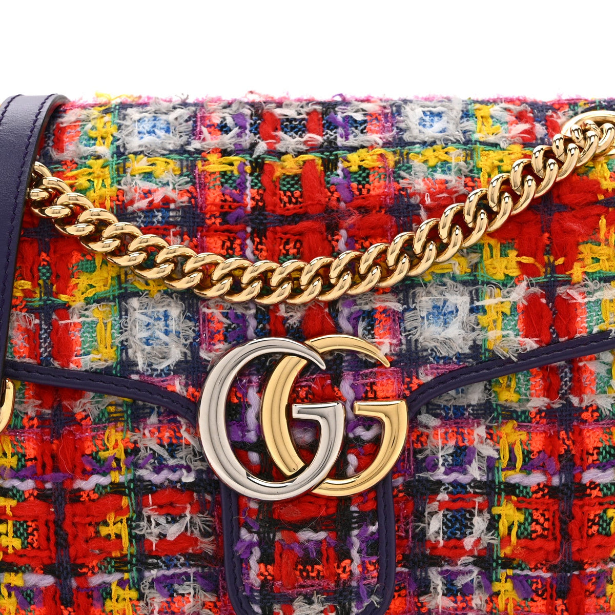 Tweed Calfskin Small GG Marmont Shoulder Bag Multicolor