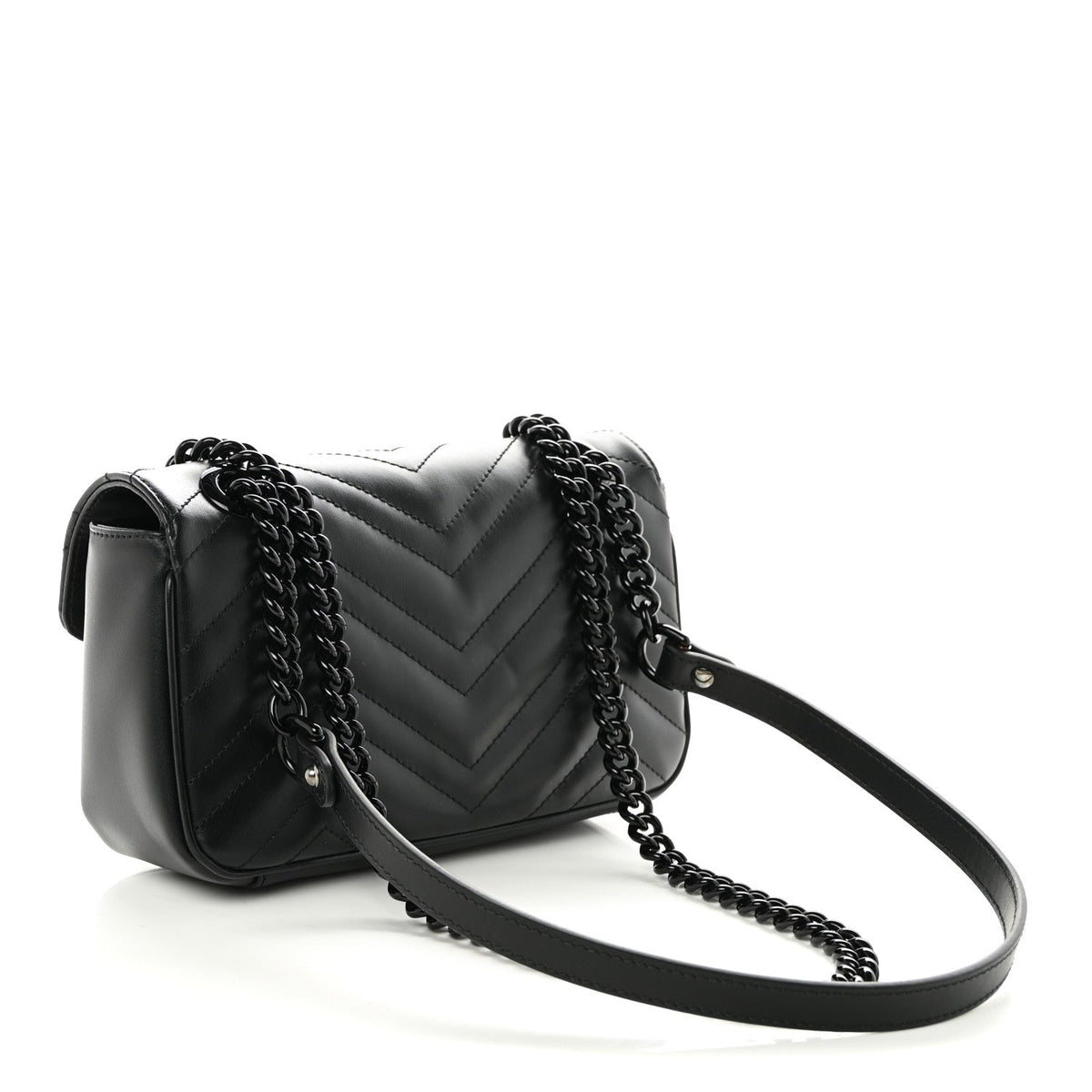 Calfskin Matelasse Monochrome Mini GG Marmont Shoulder Bag Black