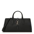 Grained Calfskin Medium Jackie Top Handle Bag Black