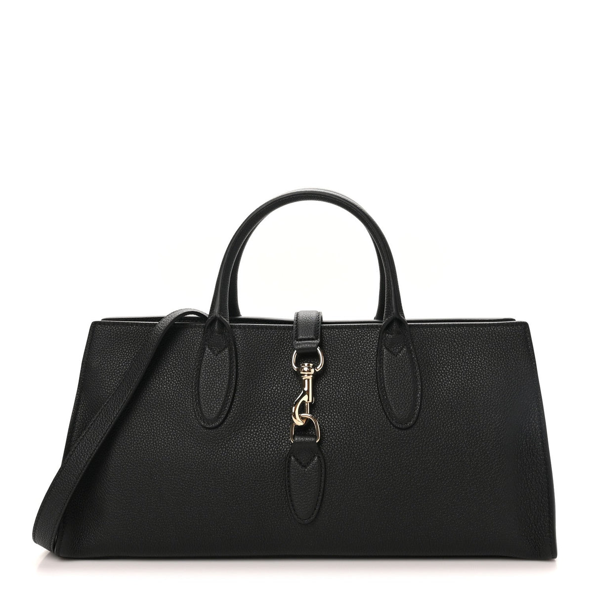 Grained Calfskin Medium Jackie Top Handle Bag Black