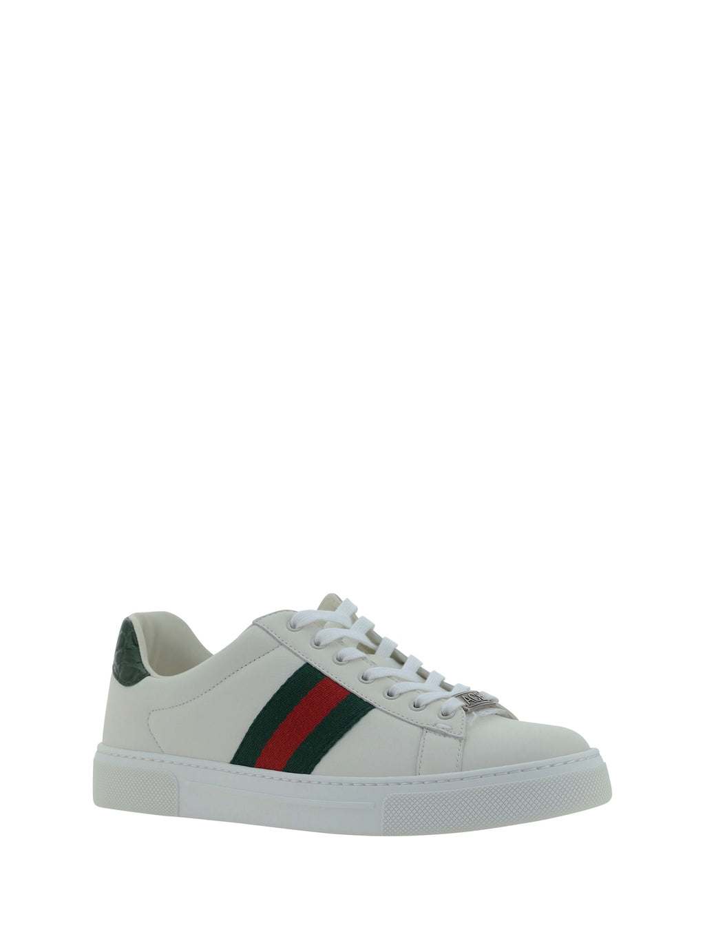 Gucci Leather Sneakers GR.WHI/VRV/GREEN ACE