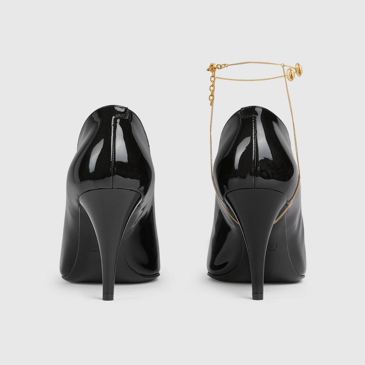Gucci Women's Black Leather Décolletté Pumps with Jewel