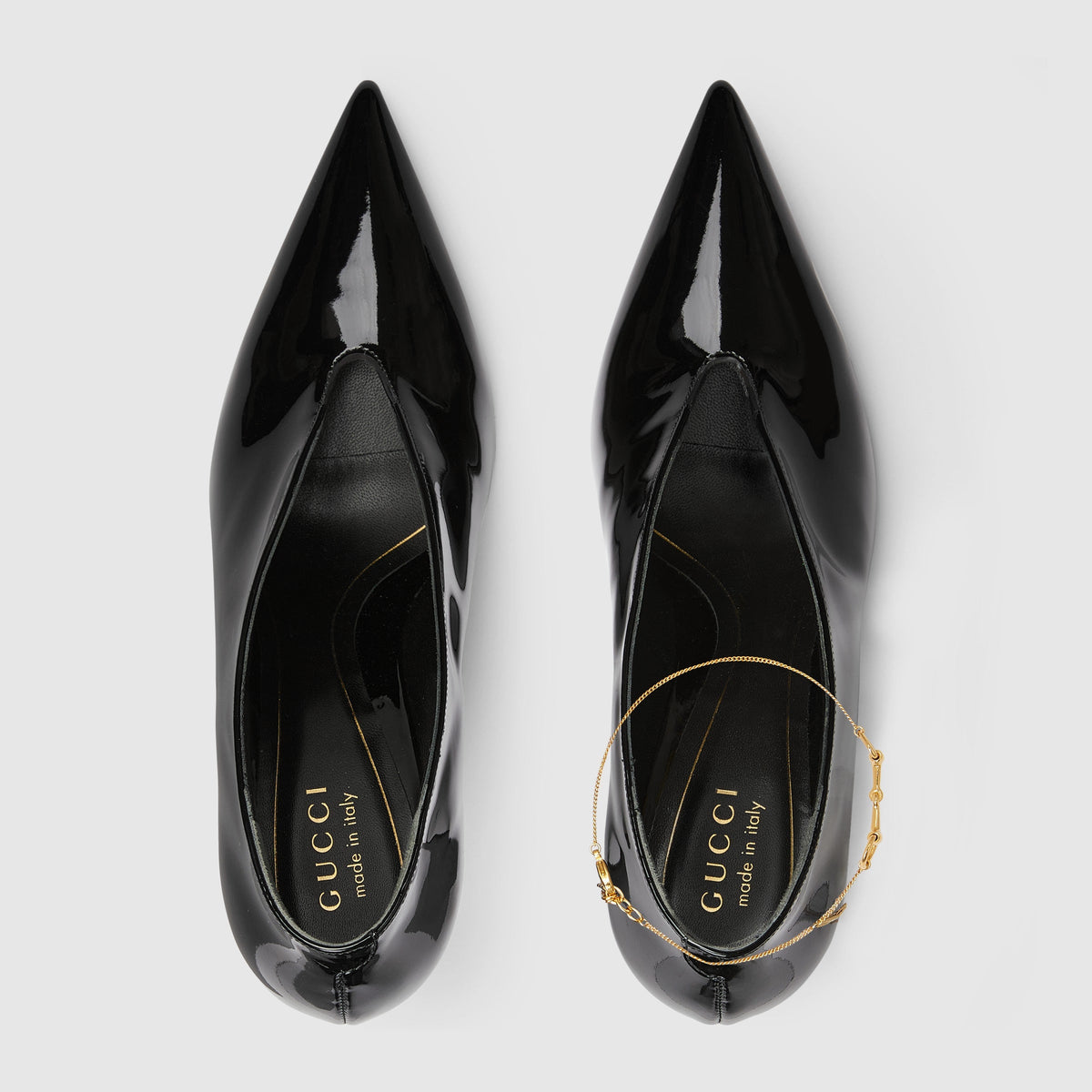 Gucci Women's Black Leather Décolletté Pumps with Jewel
