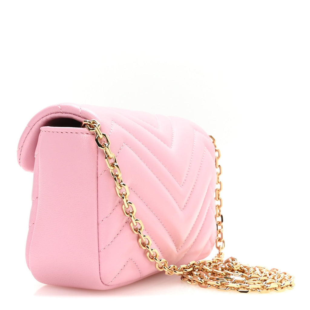 Lambskin Matelasse Mini GG Marmont Shoulder Bag Light Pink