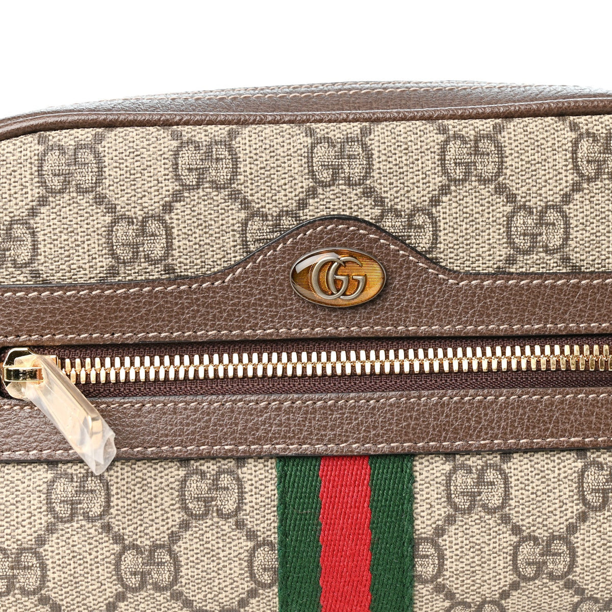 GG Supreme Monogram Web Small Ophidia Belt Bag 85 34 Dark Brown