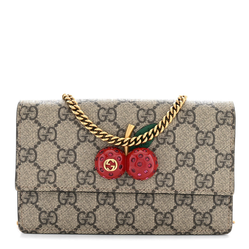 GG Supreme Monogram Mini Cherry Chain Bag