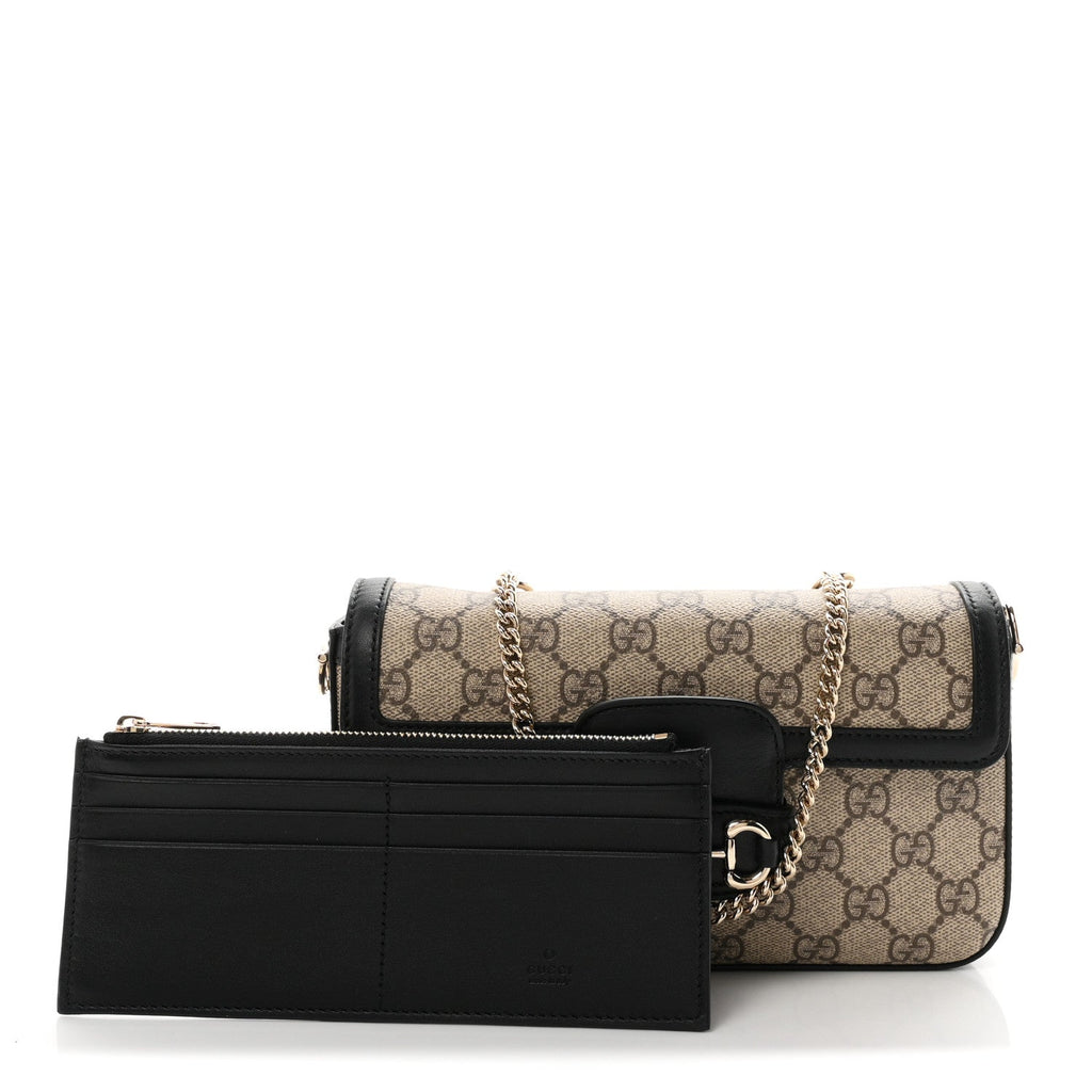 GG Supreme Monogram Azalea Calfskin Horsebit 1955 Mini Bag Beige Black