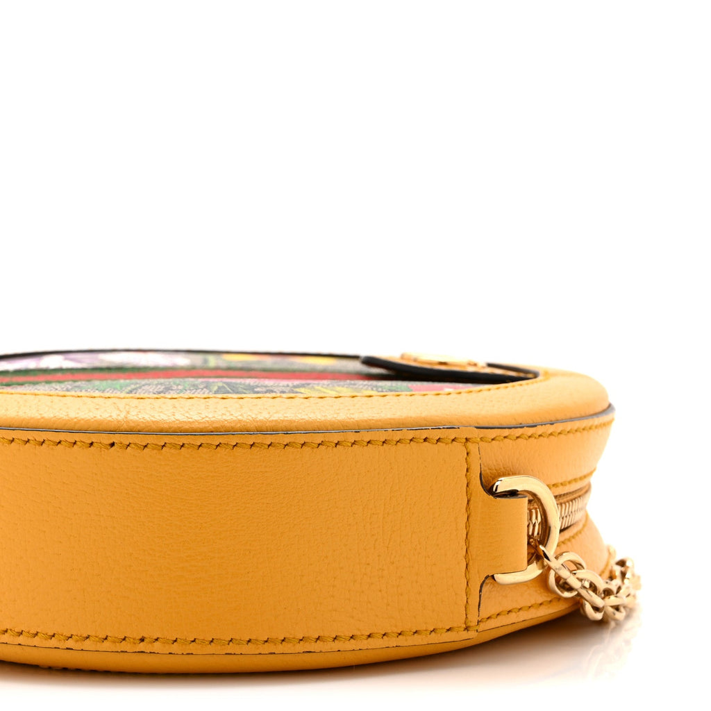 GG Supreme Monogram Flora Web Mini Ophidia Round Shoulder Bag Beige Multicolor Crop