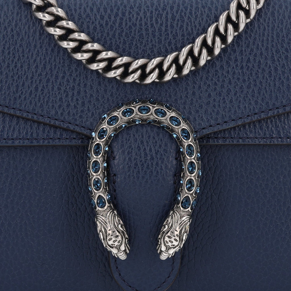 Dollar Calfskin Crystal Mini Dionysus Shoulder Bag Blue Agata Montana Sapphire
