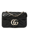 Lambskin Matelasse Mini GG Marmont Shoulder Bag Black