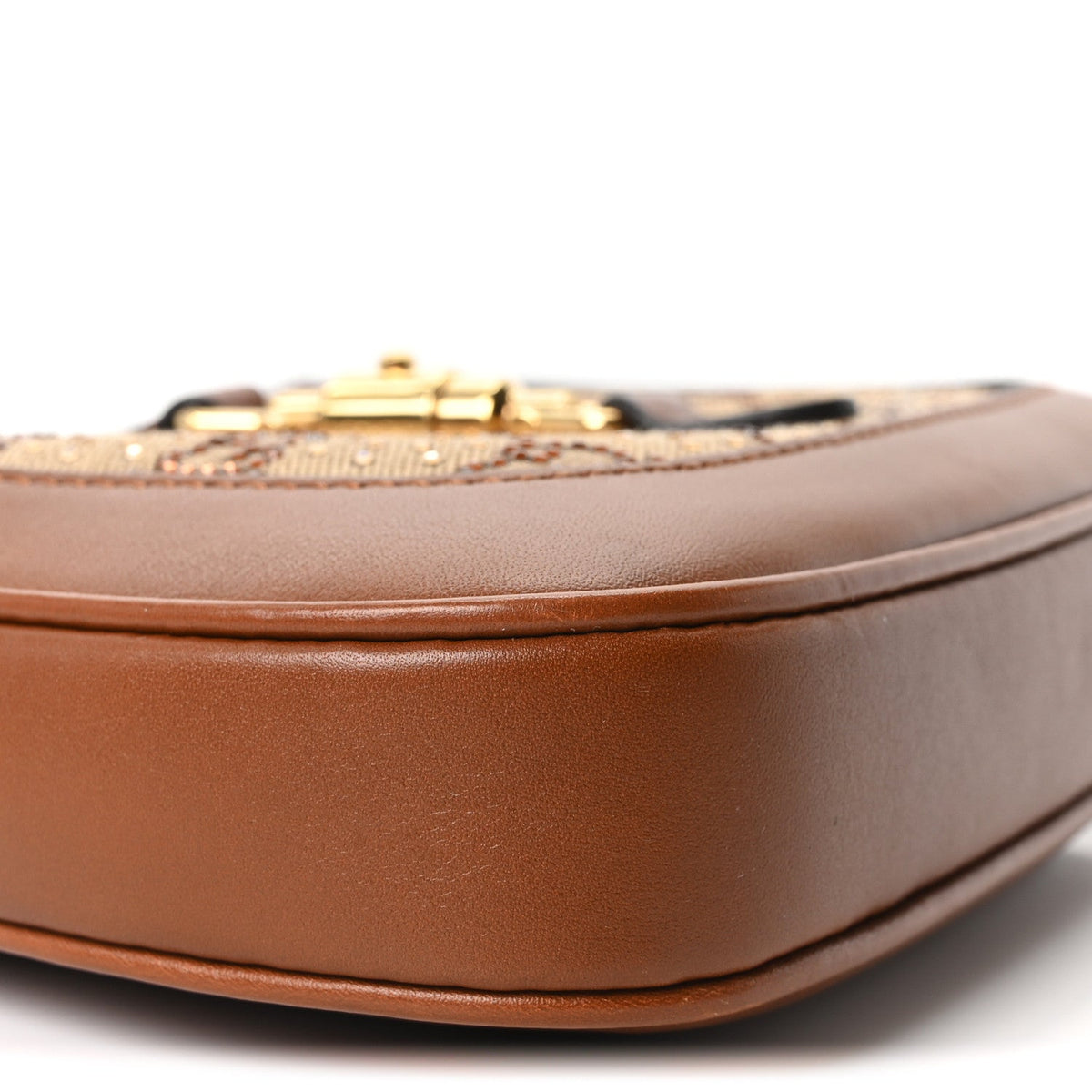 New Canvas Charisma Calfskin Crystal GG Monogram Mini Jackie 1961 Hobo Camel Ebony