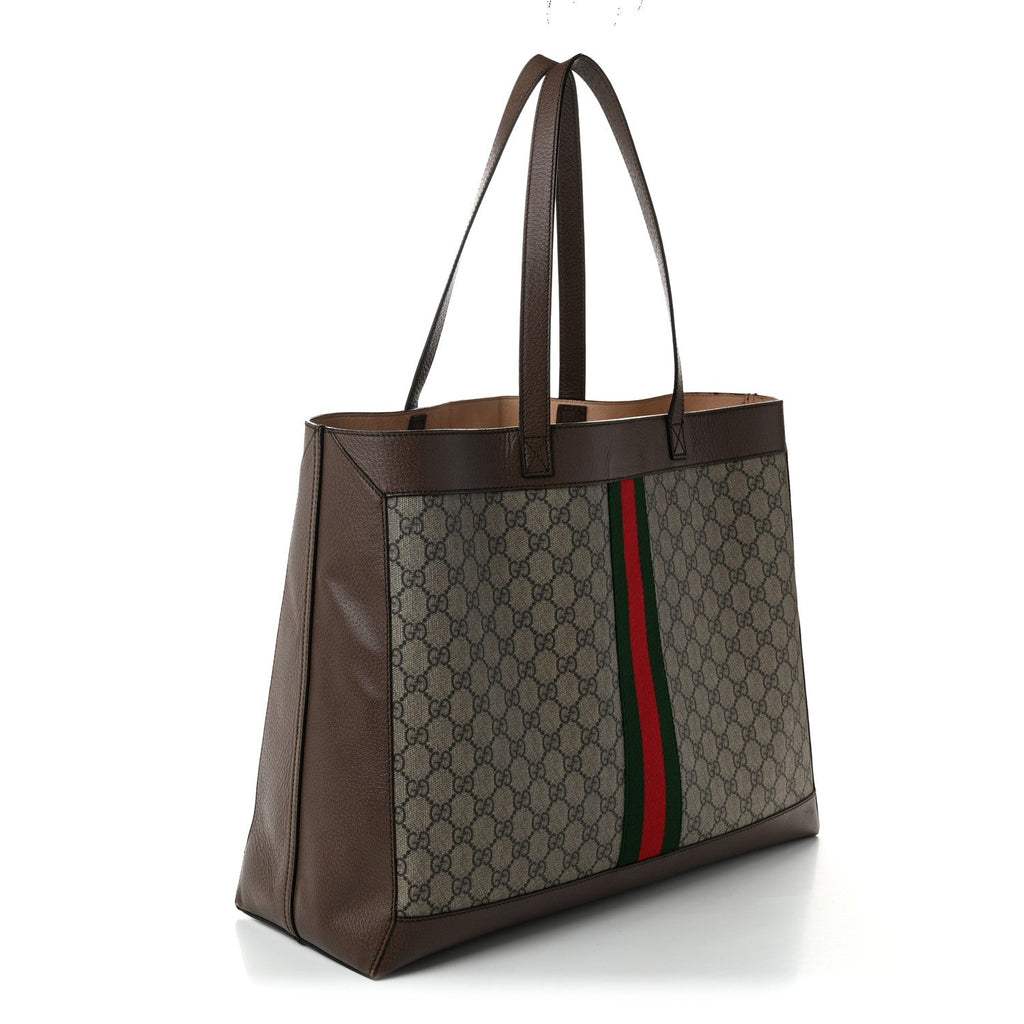 Gg Supreme Monogram Web Ophidia Tote Brown