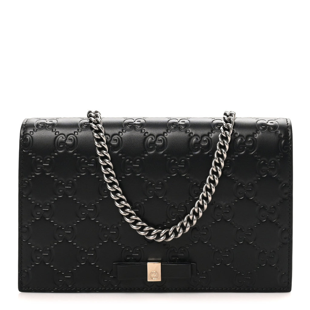 Guccissima Signature Bowy Chain Wallet Black