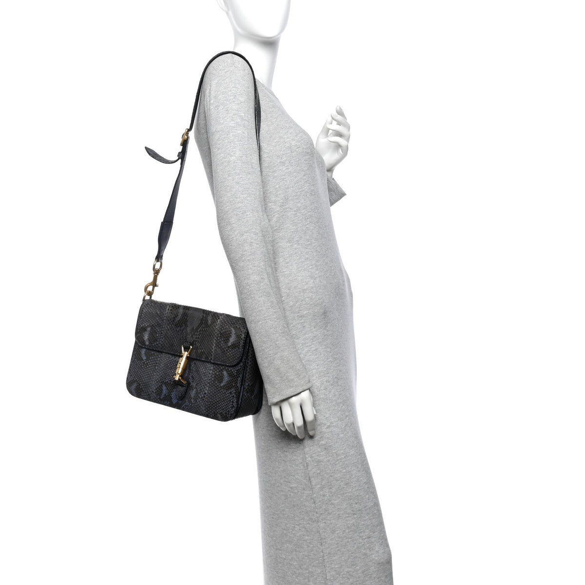 Snakeskin Small Jackie Shoulder Bag Blue
