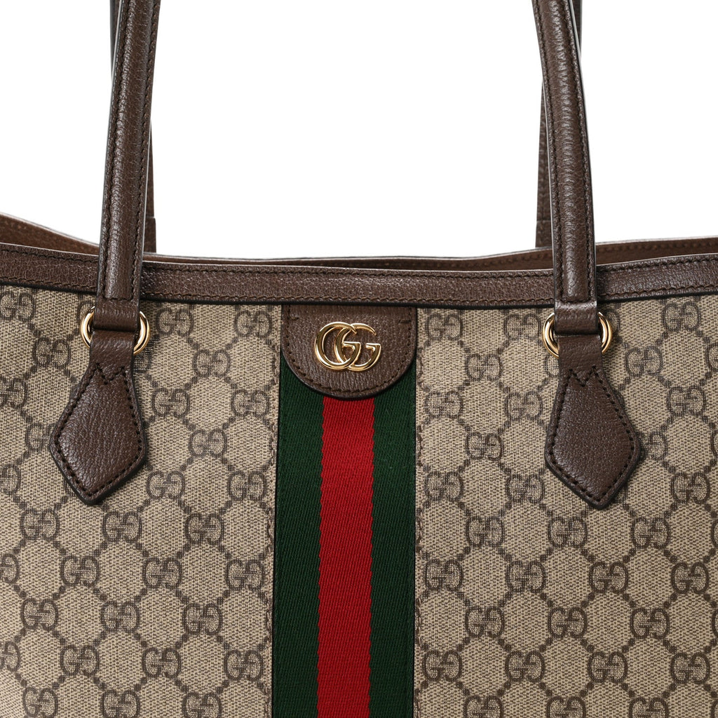 GG Supreme Monogram Medium Ophidia Shopping Tote Brown