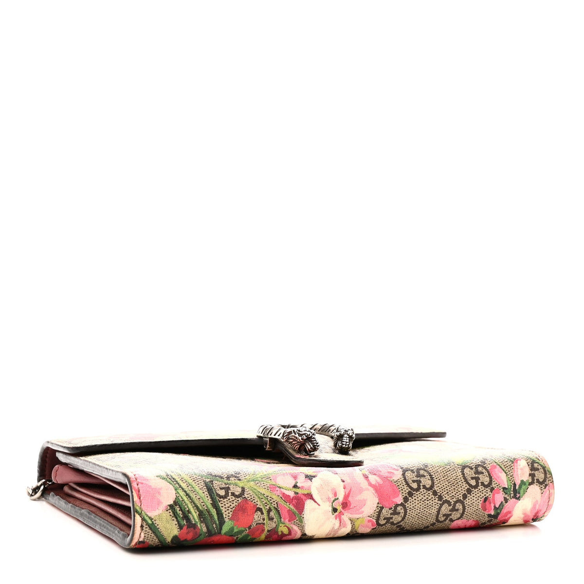 GG Supreme Monogram Blooms Mini Dionysus Chain Wallet Beige Multicolor Dry Rose