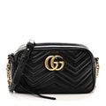Calfskin Matelasse Small GG Marmont Chain Shoulder Bag Black
