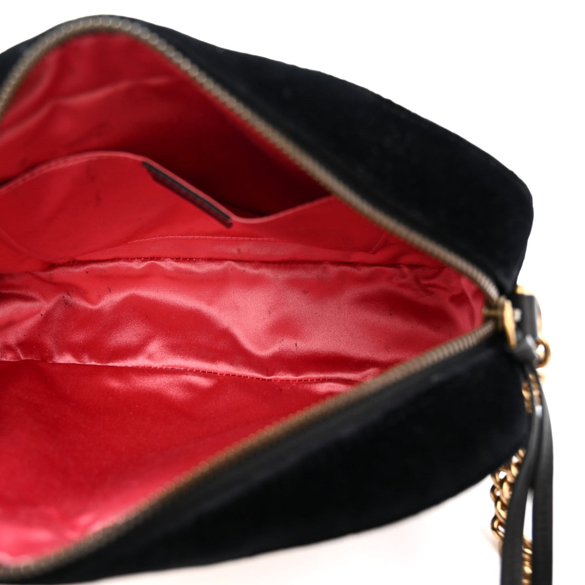 Velvet Matelasse Small GG Marmont Chain Shoulder Bag Black
