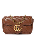Azalea Calfskin Matelasse Diagonal Super Mini GG Marmont Shoulder Bag Cuir
