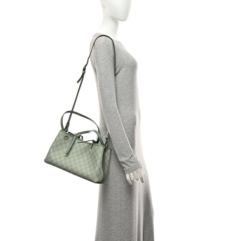 GG Supreme Monogram Emblem Medium Tote Bag Sage Green