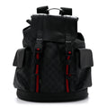 Soft GG Supreme Monogram Calfskin Web Double Buckle Backpack Black