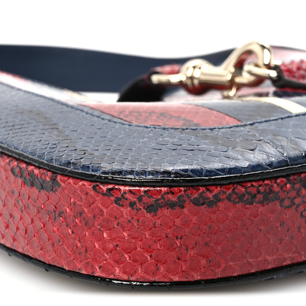 Snakeskin Web Small Jackie 1961 Hobo Rosso Ancora Blue