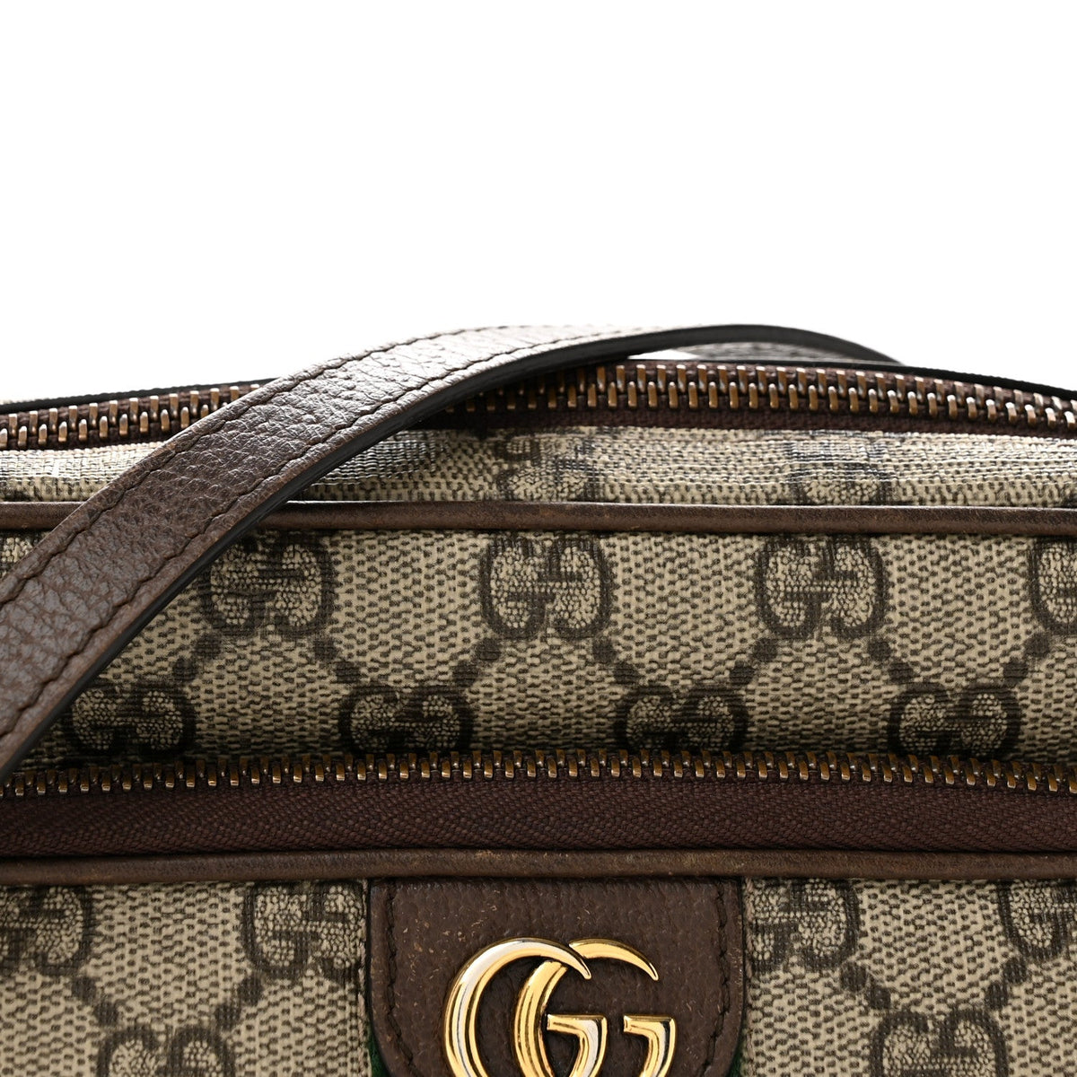 GG Supreme Monogram Textured Dollar Calfskin Web Mini Ophidia Convertible Shoulder Bag Beige Ebony New Acero