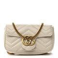 Calfskin Matelasse Super Mini GG Marmont Shoulder Bag White