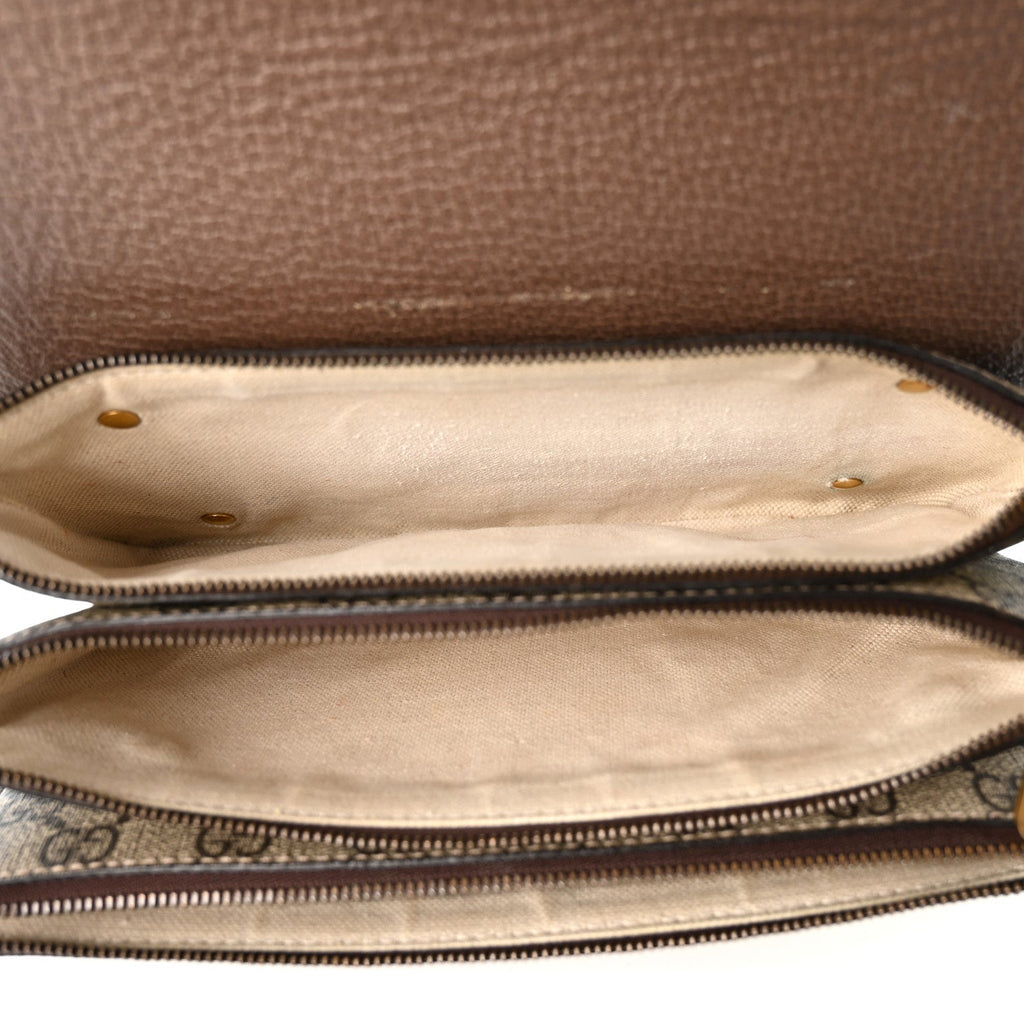 GG Supreme Monogram Web Ophidia Flap Messenger Bag  Beige New Acero