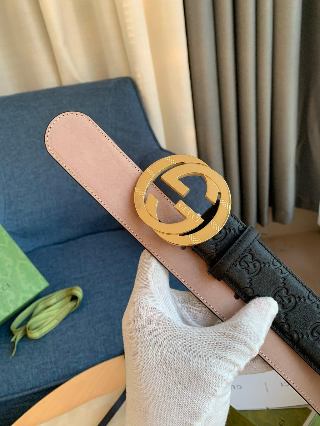 GUCCI Embellished coated-canvas and leather belt 'Black'