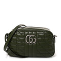 Calfskin Matelasse Aria Small GG Marmont Chain Shoulder Bag Military Wood