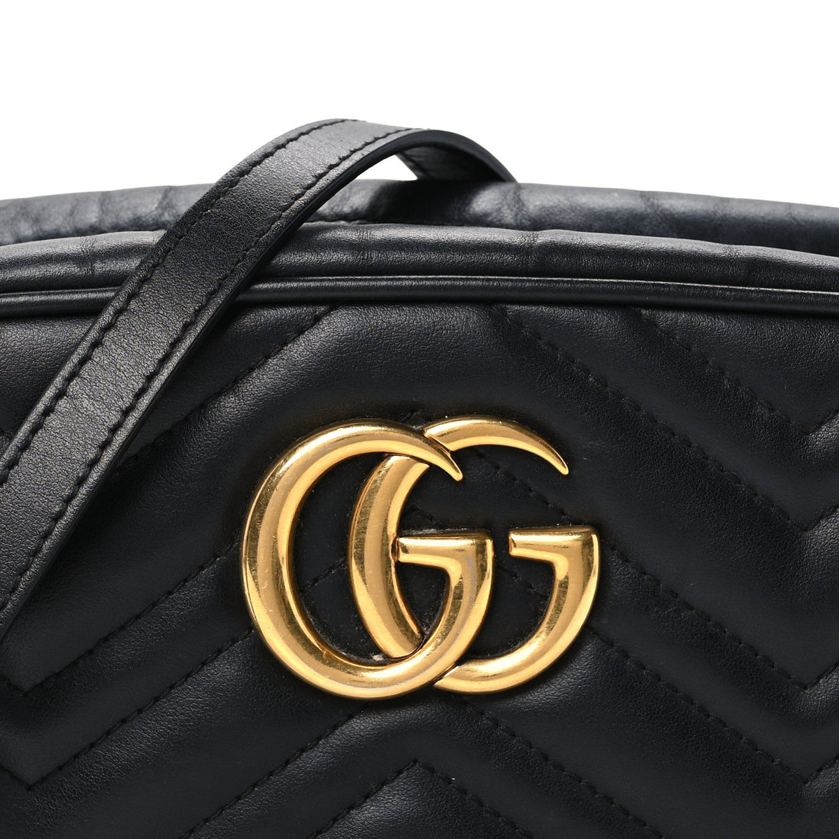 Calfskin Matelasse Small GG Marmont Chain Shoulder Bag Black