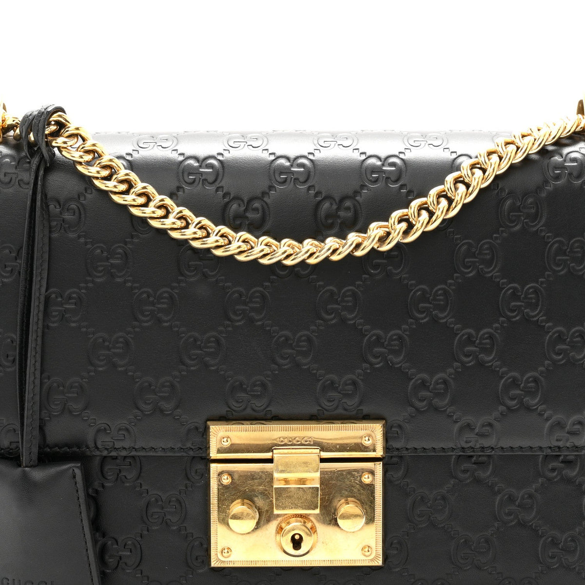 Guccissima Medium Padlock Shoulder Bag Black