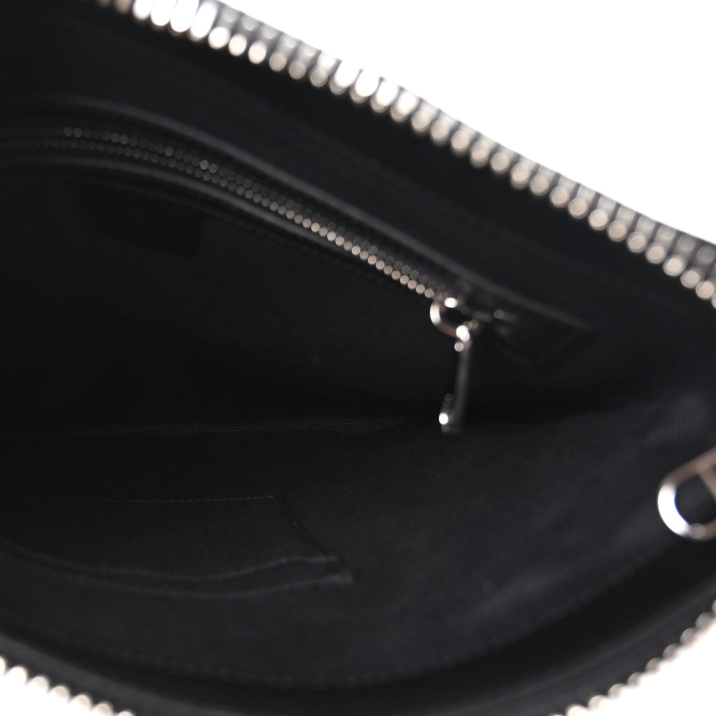 GG Supreme Monogram Appia Calfskin Web Flat Messenger Bag Black Grey