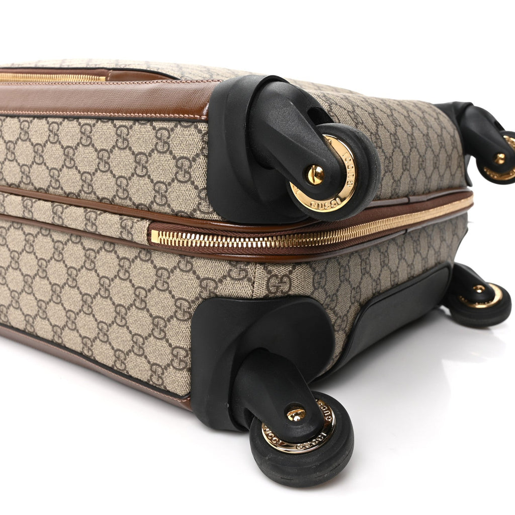 GG Supreme Monogram Azalea Calfskin Retro Interlocking G Small Savoy Cabin Trolley Beige Ebony Brown Sugar