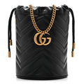Calfskin Matelasse Mini GG Marmont 2.0 Bucket Bag Black