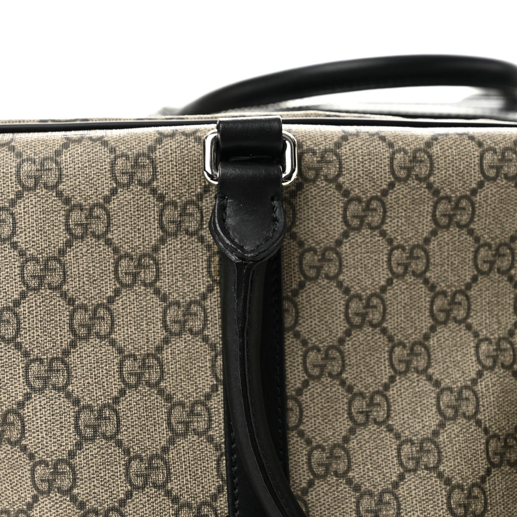 GG Supreme Monogram Selleria Calfskin Carry On Duffle With Wheels Beige Ebony Black