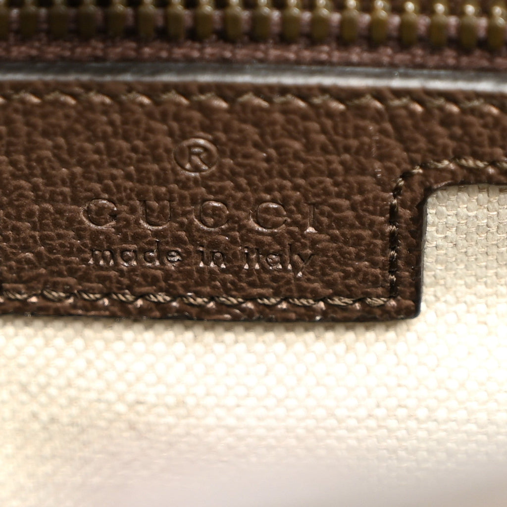 GG Supreme Monogram Textured Dollar Calfskin Web Medium Ophidia Tote Bag Beige Ebony