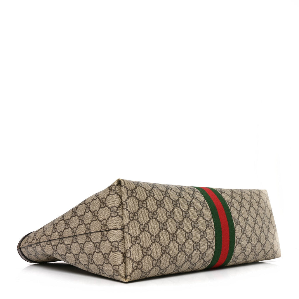 GG Supreme Monogram Medium Ophidia Shopping Tote Brown