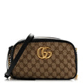 Monogram Matelasse Diagonal Small GG Marmont Chain Shoulder Bag Beige Black