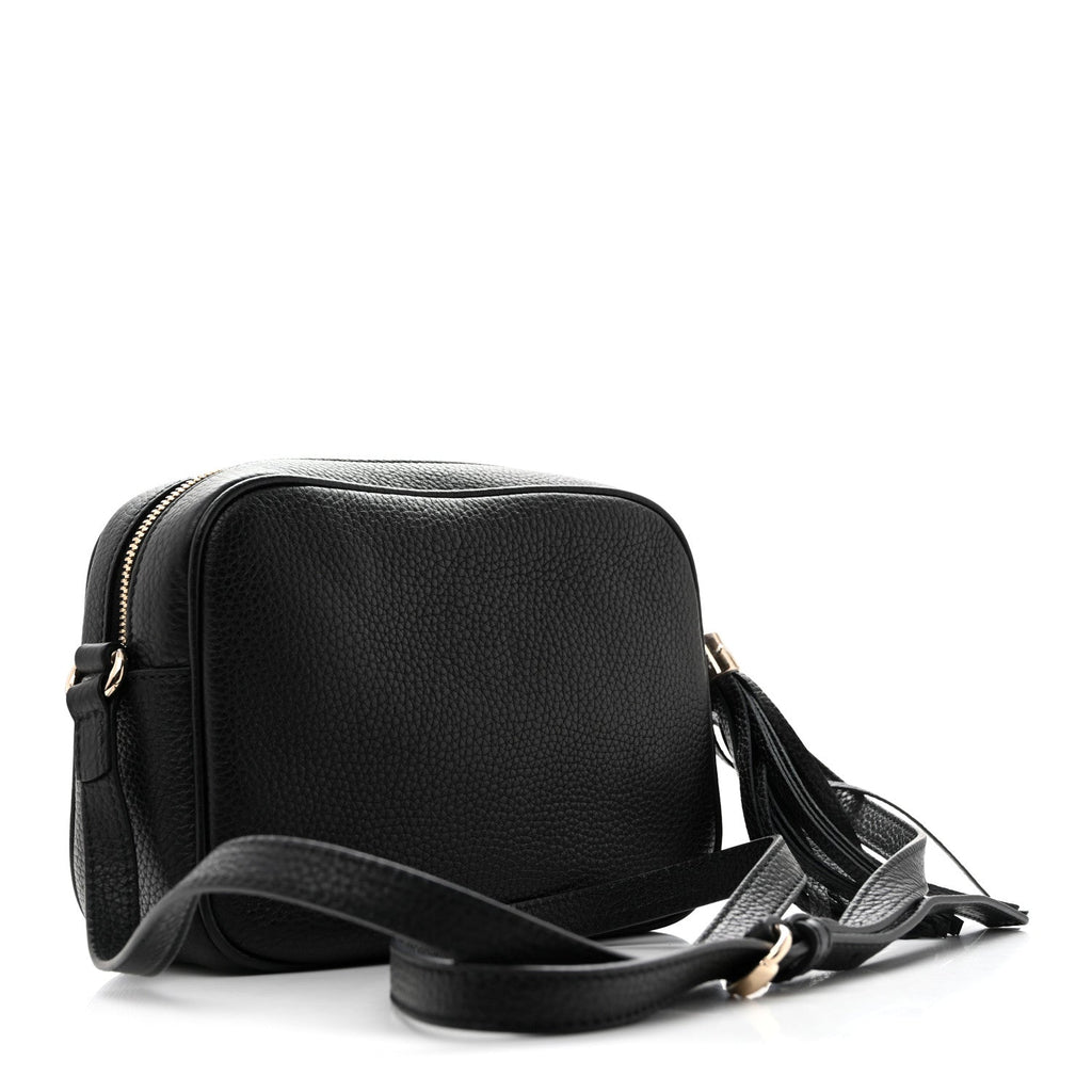 Pebbled Calfskin Small Soho Disco Bag Black