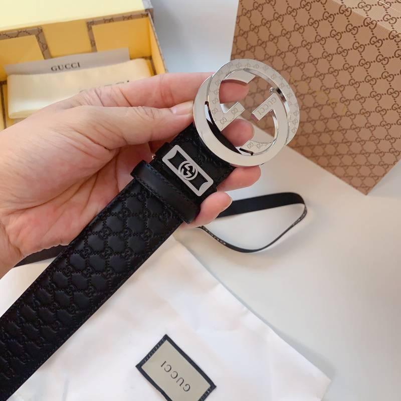 GUCCI Embellished coated-canvas and leather belt 'Black'
