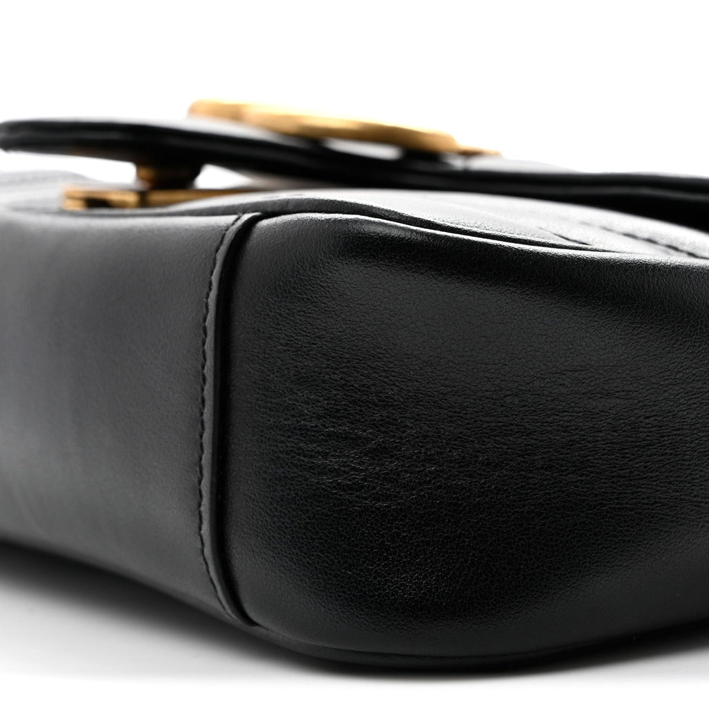 Calfskin Matelasse Mini GG Marmont Shoulder Bag Black